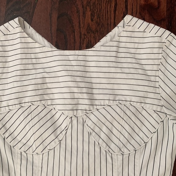 TIBI CECIL STRIPE PEPLUM CORSET TOP Blouse Linen Cotton Size‎ 2 - Picture 7 of 14